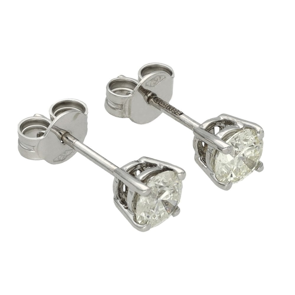 Ladies 18ct White Gold Diamond Stud Earrings - 1.00ct