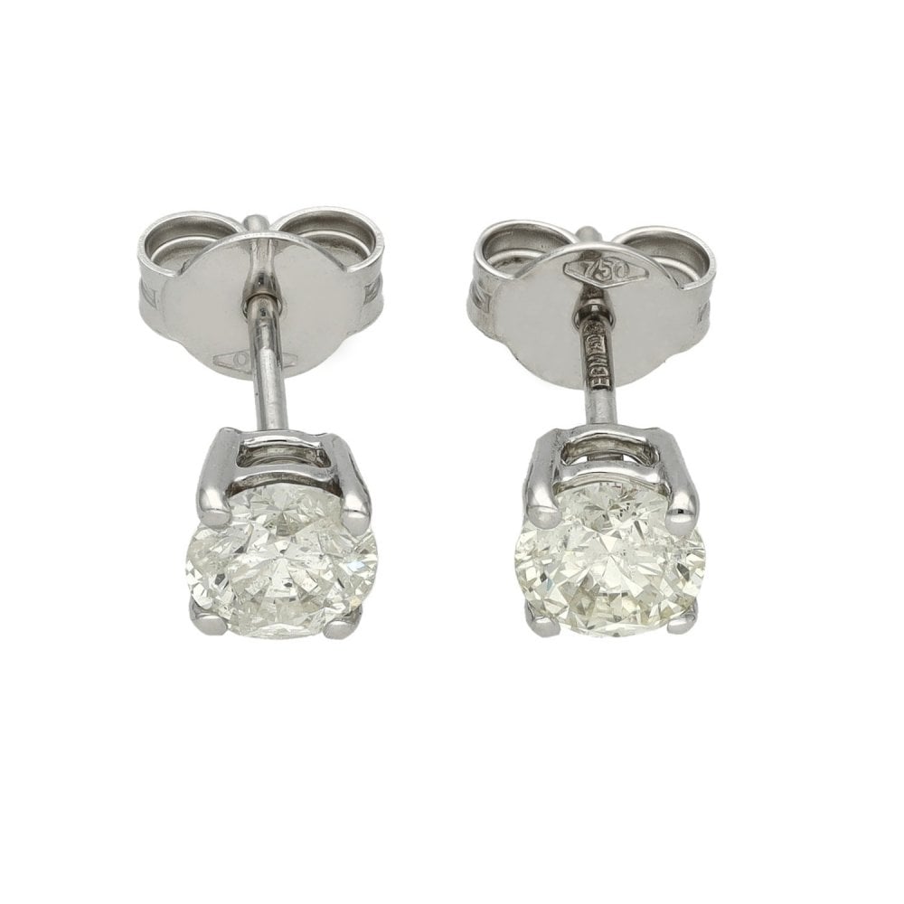 Ladies 18ct White Gold Diamond Stud Earrings - 1.00ct