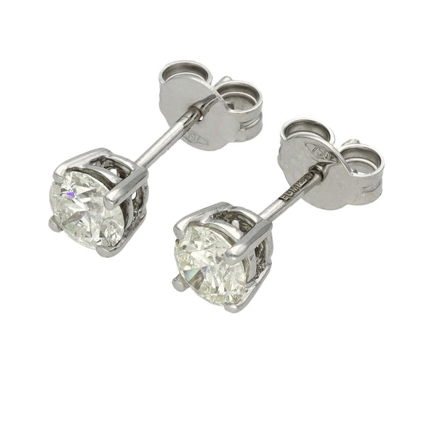 Ladies 18ct White Gold Diamond Stud Earrings - 1.00ct