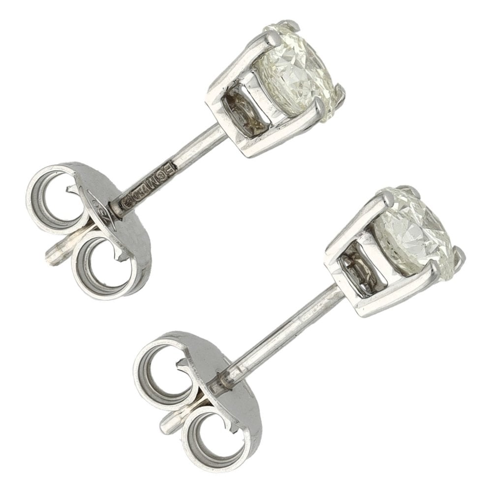Ladies 18ct White Gold Diamond Stud Earrings - 1.00ct