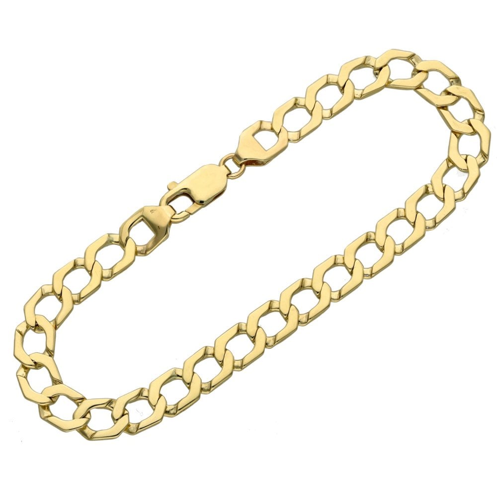 Gents 9ct Yellow Gold Curb Bracelet - 9" - 15.0g