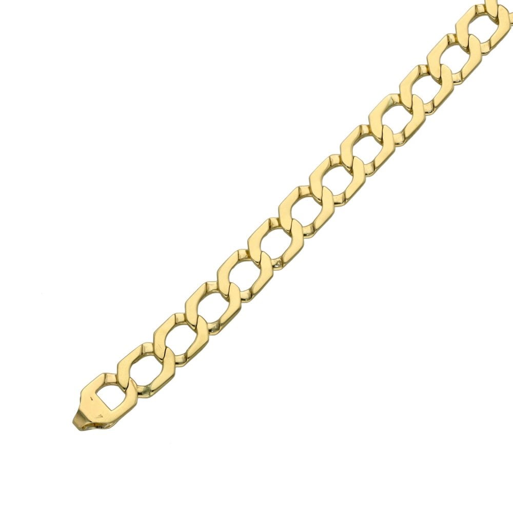 Gents 9ct Yellow Gold Curb Bracelet - 9" - 15.0g
