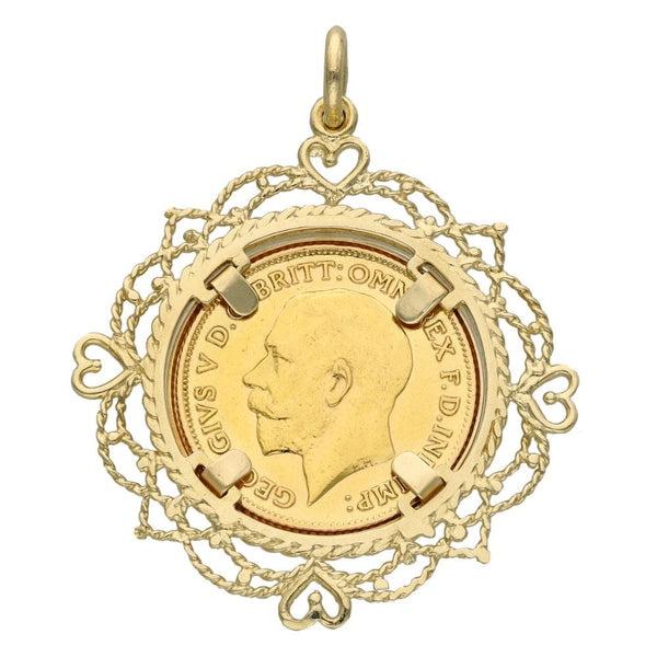 9ct Yellow Gold 1911 Half Sovereign Coin Pendant - 7.4g