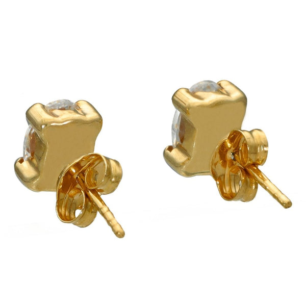 Ladies 9ct Yellow Gold Oval Cubic Zirconia Stud Earrings