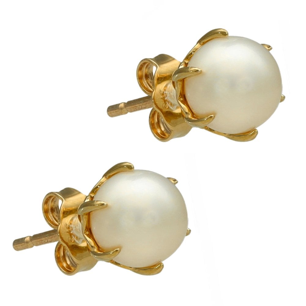 9ct Yellow Gold Culture Pearl Stud Earrings - 1.5g