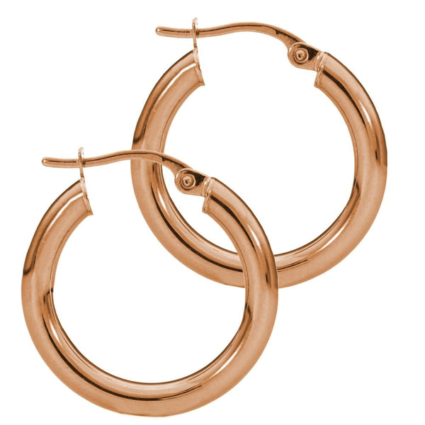 Ladies 9ct Rose Gold Tube Hoop Earrings