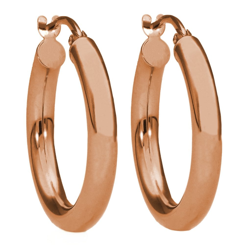 Ladies 9ct Rose Gold Tube Hoop Earrings