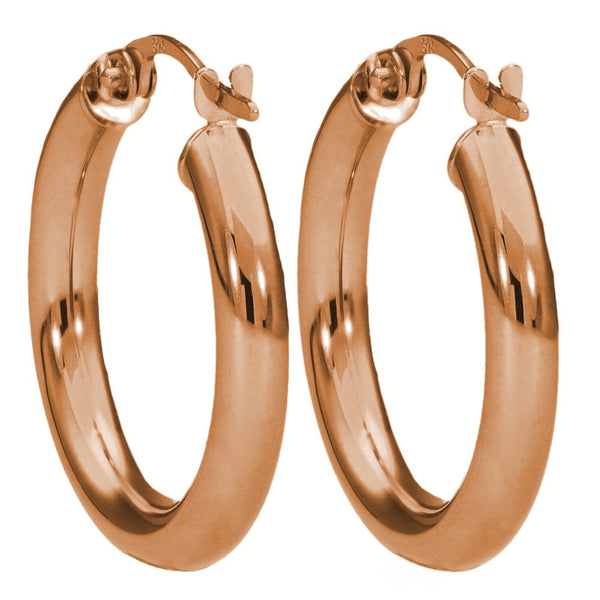 Ladies 9ct Rose Gold Tube Hoop Earrings