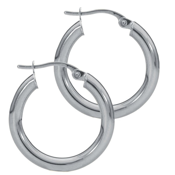 Ladies 9ct White Gold 15mm Hoop Earrings