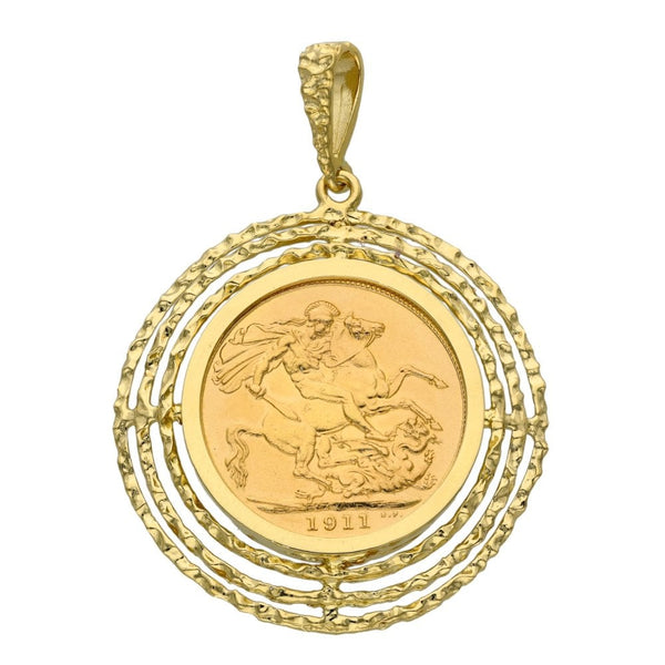 1911 Yellow Gold Full Sovereign Coin Pendant - 14.2g