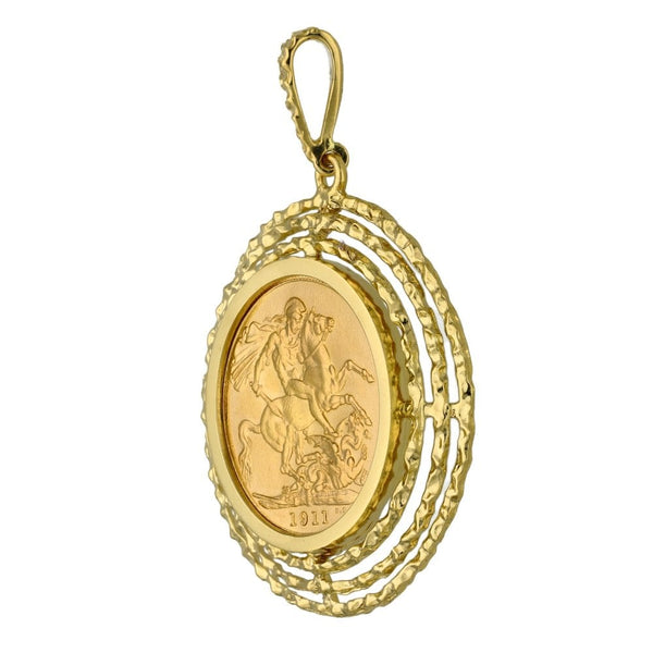 1911 Yellow Gold Full Sovereign Coin Pendant - 14.2g