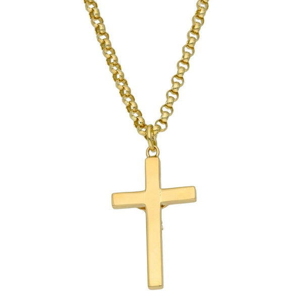 9ct Yellow Gold 22" Belcher Chain & Crucifix Pendant - 31.3g
