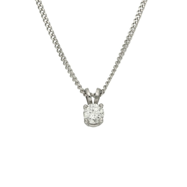 18ct White Gold Diamond Solitaire Pendant & Necklace - 0.32ct