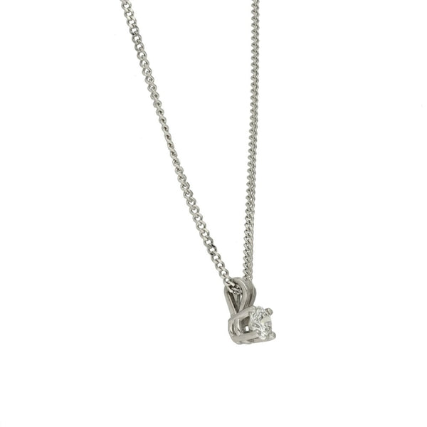 18ct White Gold Diamond Solitaire Pendant & Necklace - 0.32ct