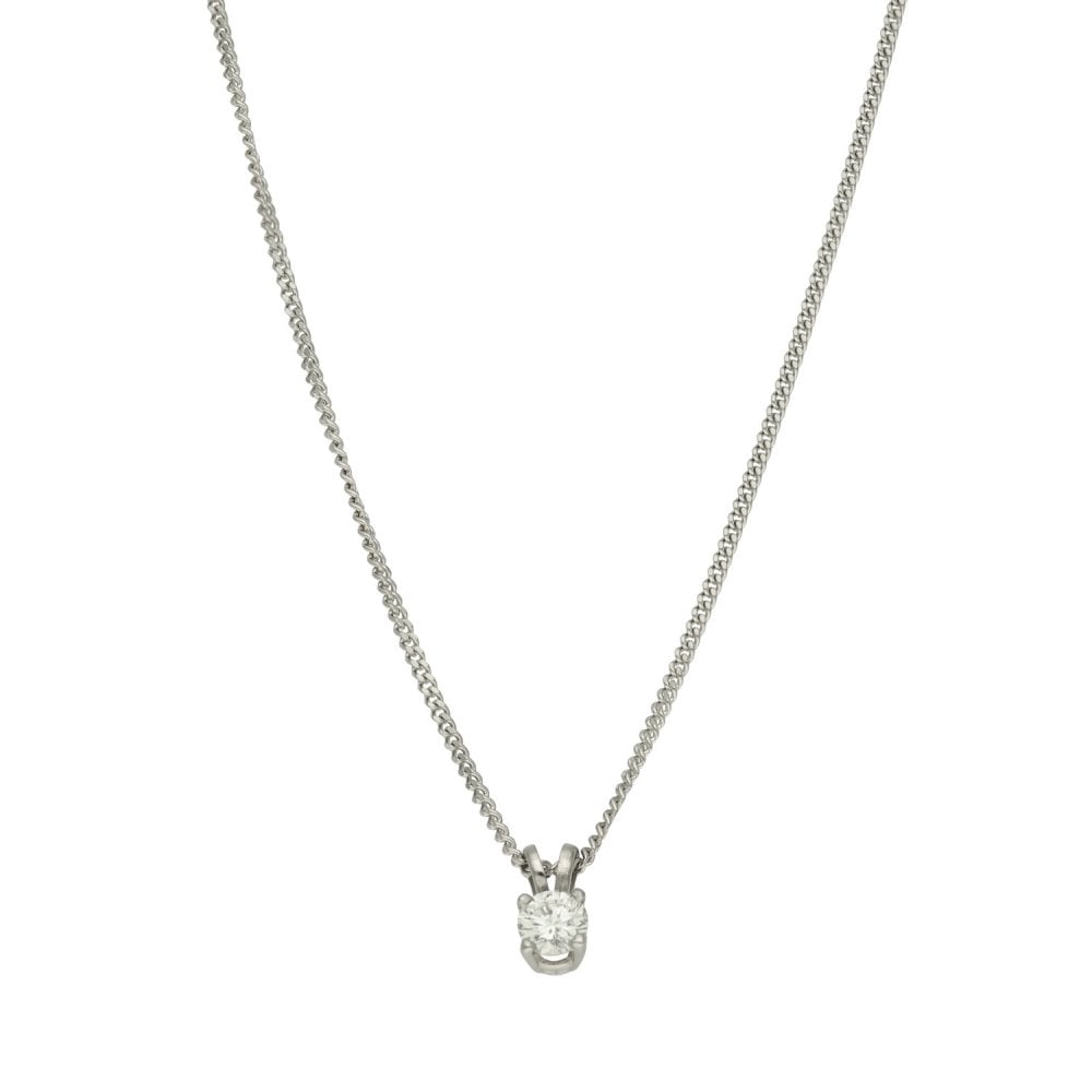18ct White Gold Diamond Solitaire Pendant & Necklace - 0.32ct