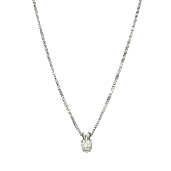 18ct White Gold Diamond Solitaire Pendant & Necklace - 0.32ct