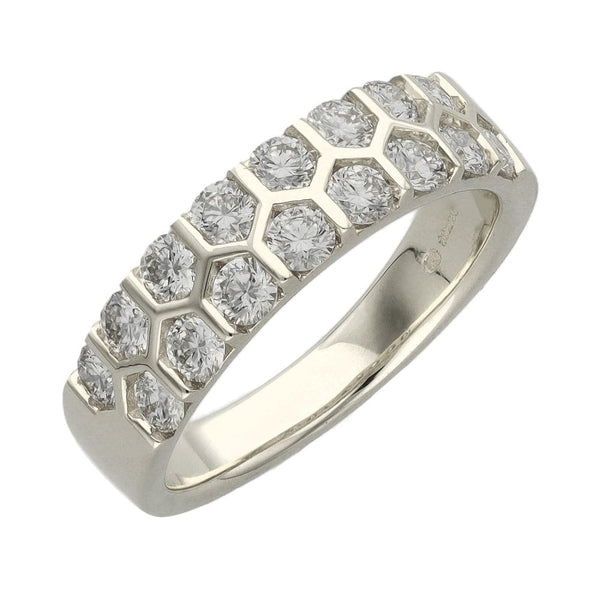 Ladies Platinum Diamond Honeycomb Style Band - 1.02ct