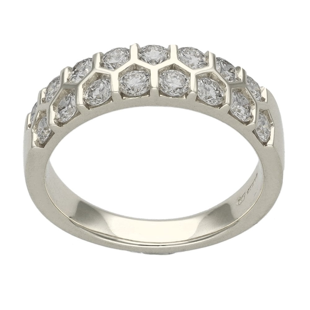 Ladies Platinum Diamond Honeycomb Style Band - 1.02ct