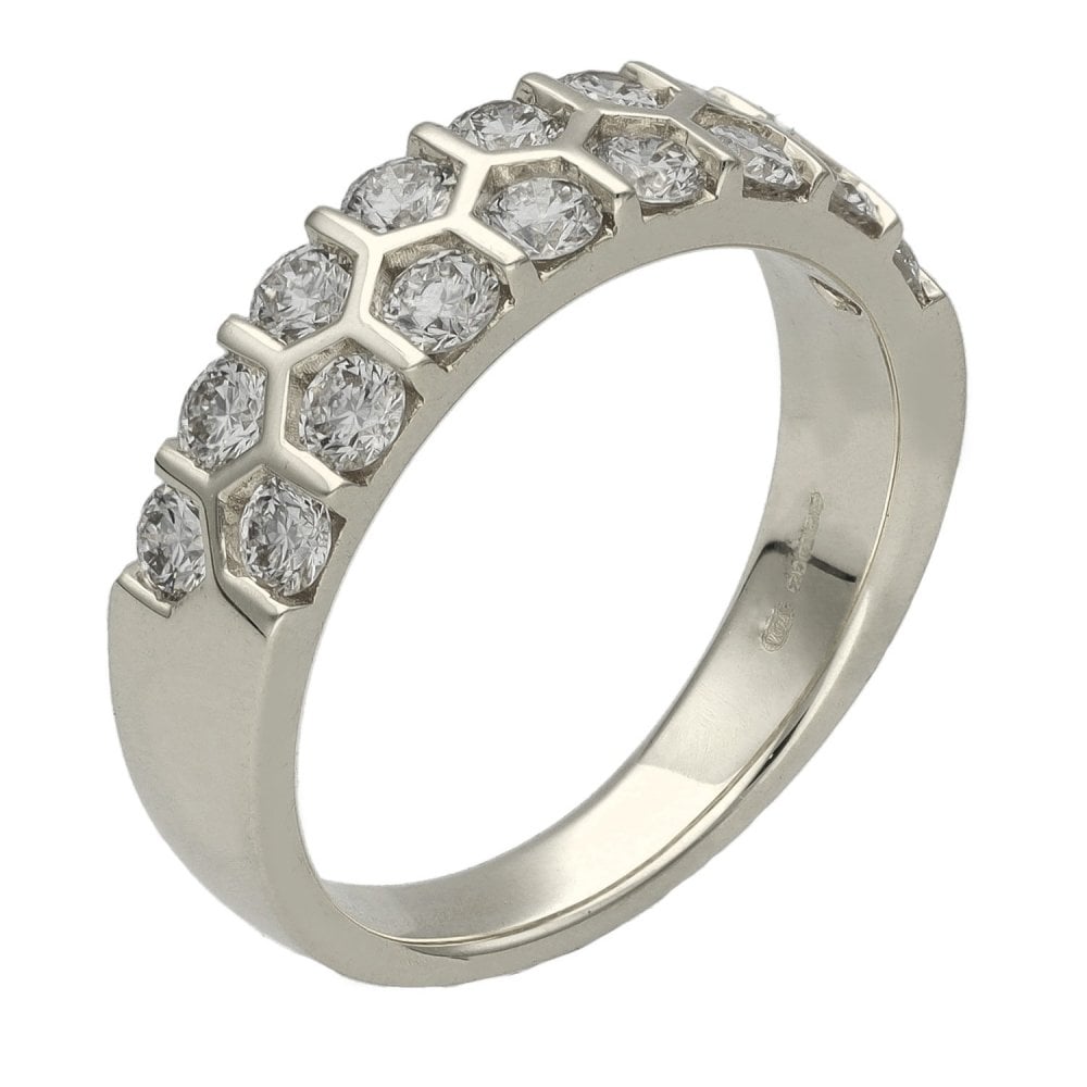 Ladies Platinum Diamond Honeycomb Style Band - 1.02ct