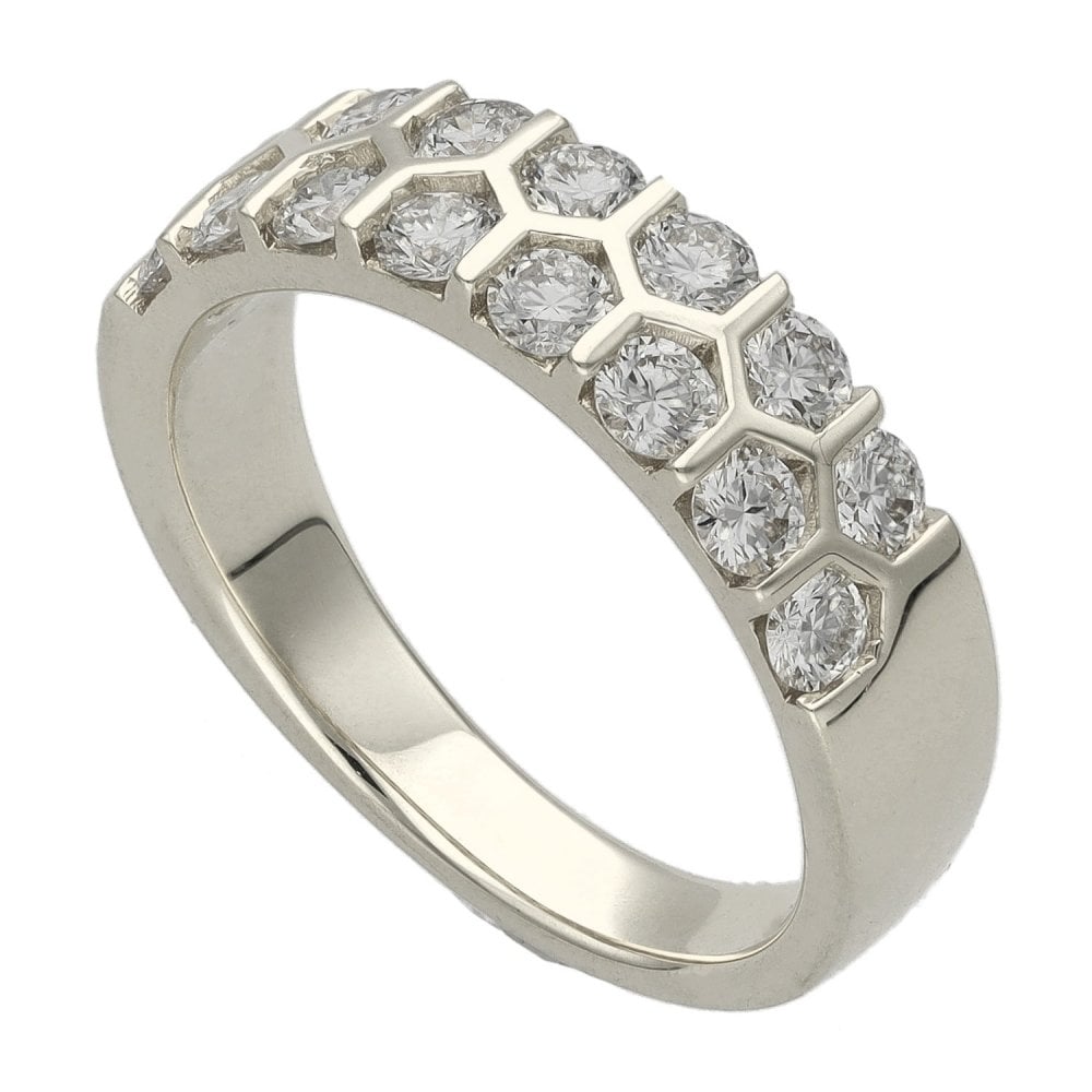 Ladies Platinum Diamond Honeycomb Style Band - 1.02ct