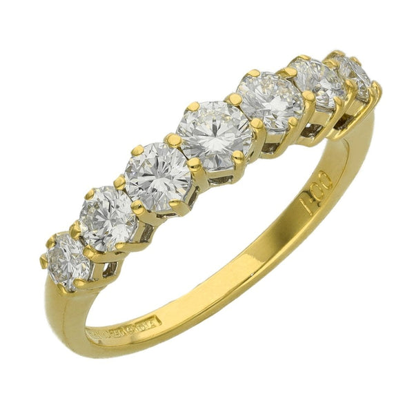 Ladies 18ct Yellow Gold Diamond Half Eternity Ring - 1.00ct