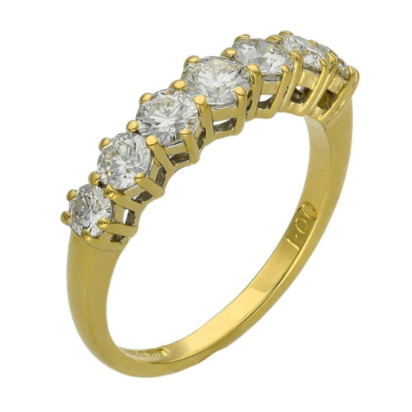 Ladies 18ct Yellow Gold Diamond Half Eternity Ring - 1.00ct