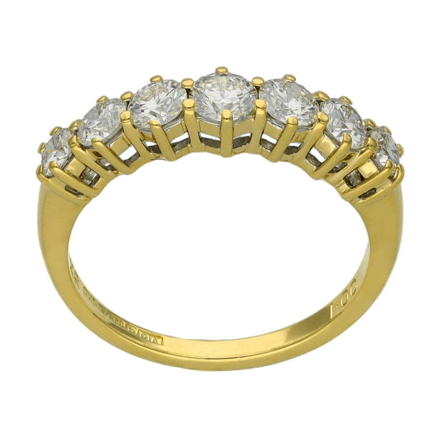 Ladies 18ct Yellow Gold Diamond Half Eternity Ring - 1.00ct