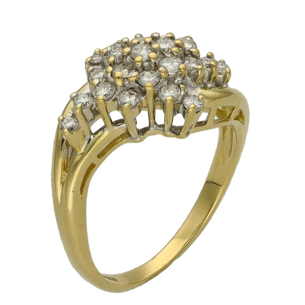 Ladies 18ct Yellow Gold Diamond Cluster Ring - 0.50ct