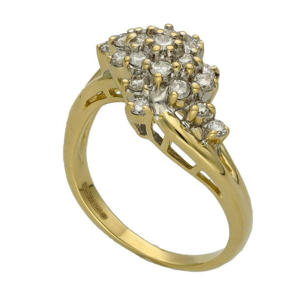 Ladies 18ct Yellow Gold Diamond Cluster Ring - 0.50ct