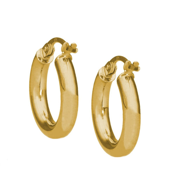 Ladies 9ct Yellow Gold Small Tube Hoop Earrings