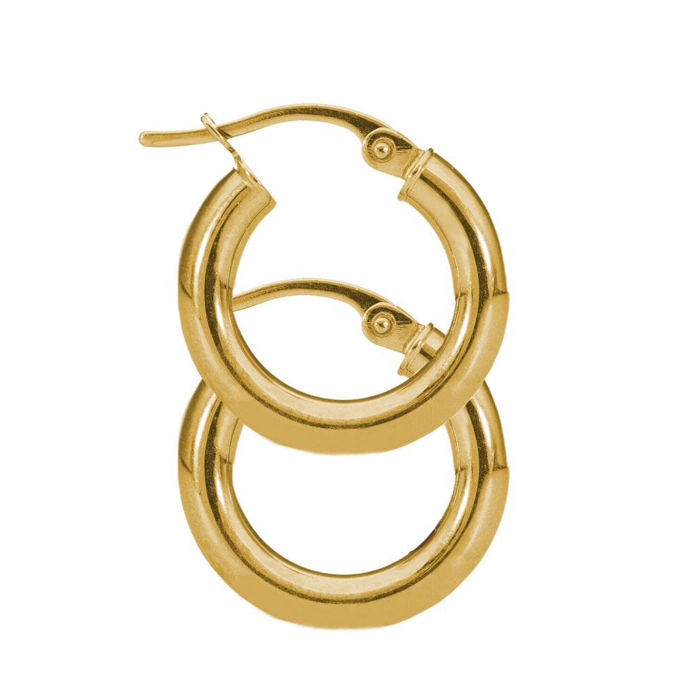 Ladies 9ct Yellow Gold Small Tube Hoop Earrings