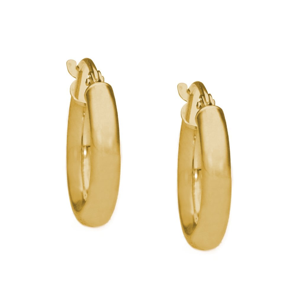 Ladies 9ct Yellow Gold Small Tube Hoop Earrings