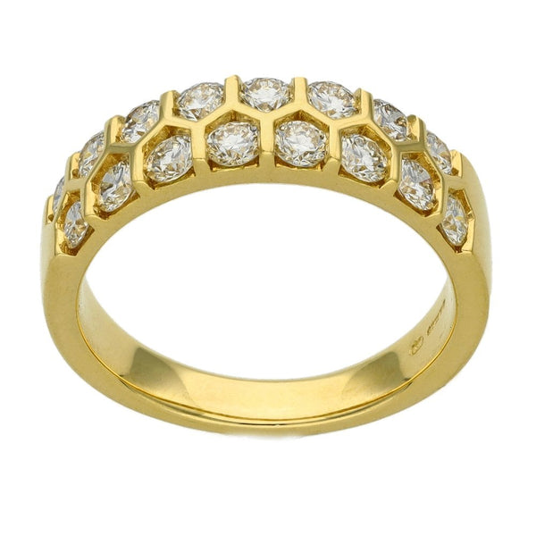 Ladies 18ct Yellow Gold Diamond Honeycomb Style Band - 1.05ct