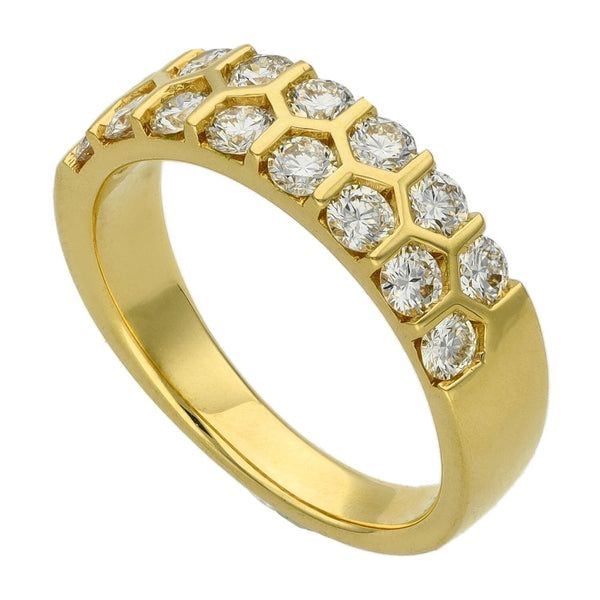 Ladies 18ct Yellow Gold Diamond Honeycomb Style Band - 1.05ct