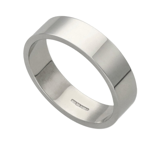 Mens 9ct White Gold 6mm Wedding Band - Size X