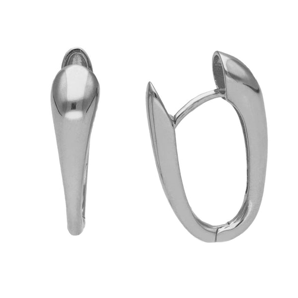 Ladies 9ct White Gold Tapered Hoop Earrings