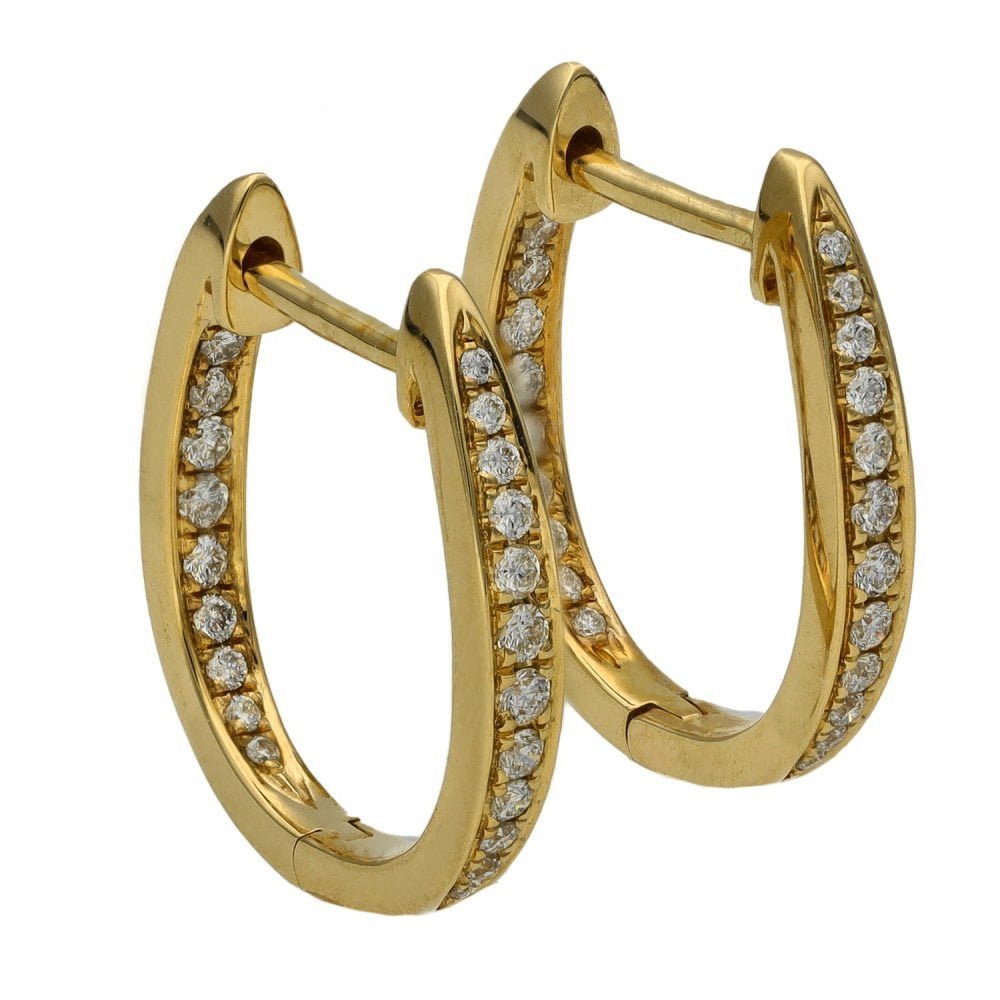Ladies 9ct Yellow Gold Diamond Huggie Hoop Earrings