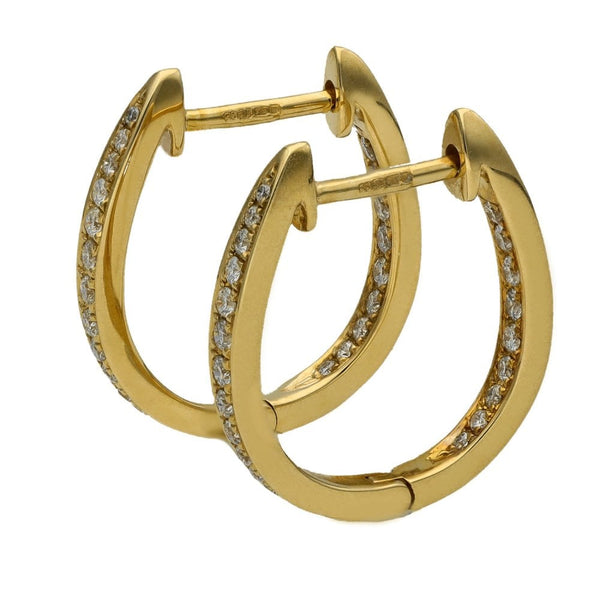 Ladies 9ct Yellow Gold Diamond Huggie Hoop Earrings
