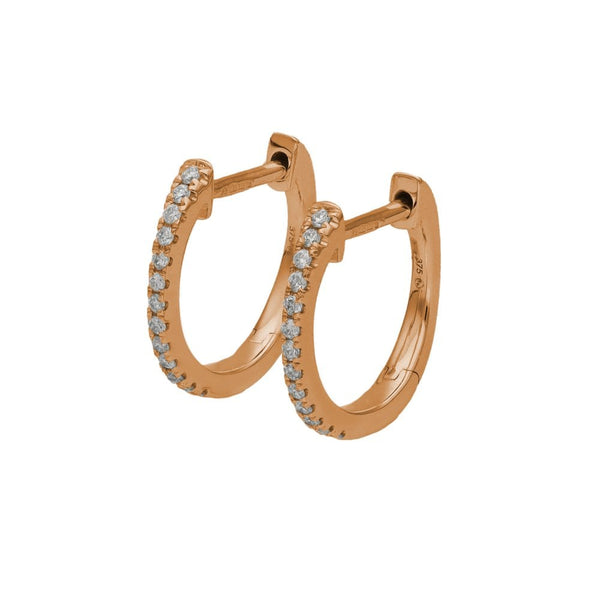 Ladies 9ct Rose Gold Diamond Set Huggie Hoop Earrings