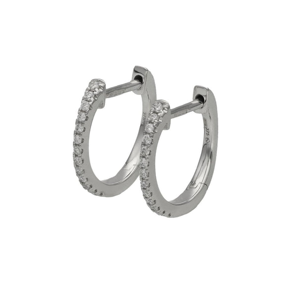 Ladies 9ct White Gold Diamond Set Huggie Hoop Earrings