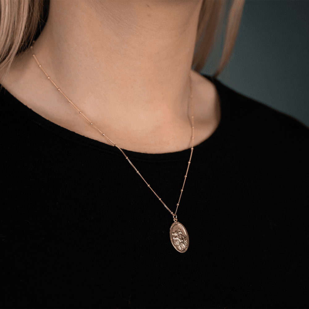 9ct Yellow Gold St. Christopher Pendant & Necklace - 18"