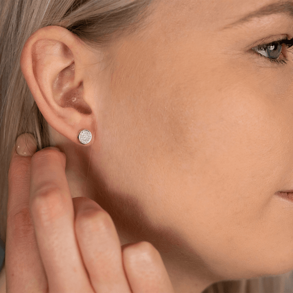 9ct White Gold Pave Cubic Zirconia Stud Earrings - 0.4g