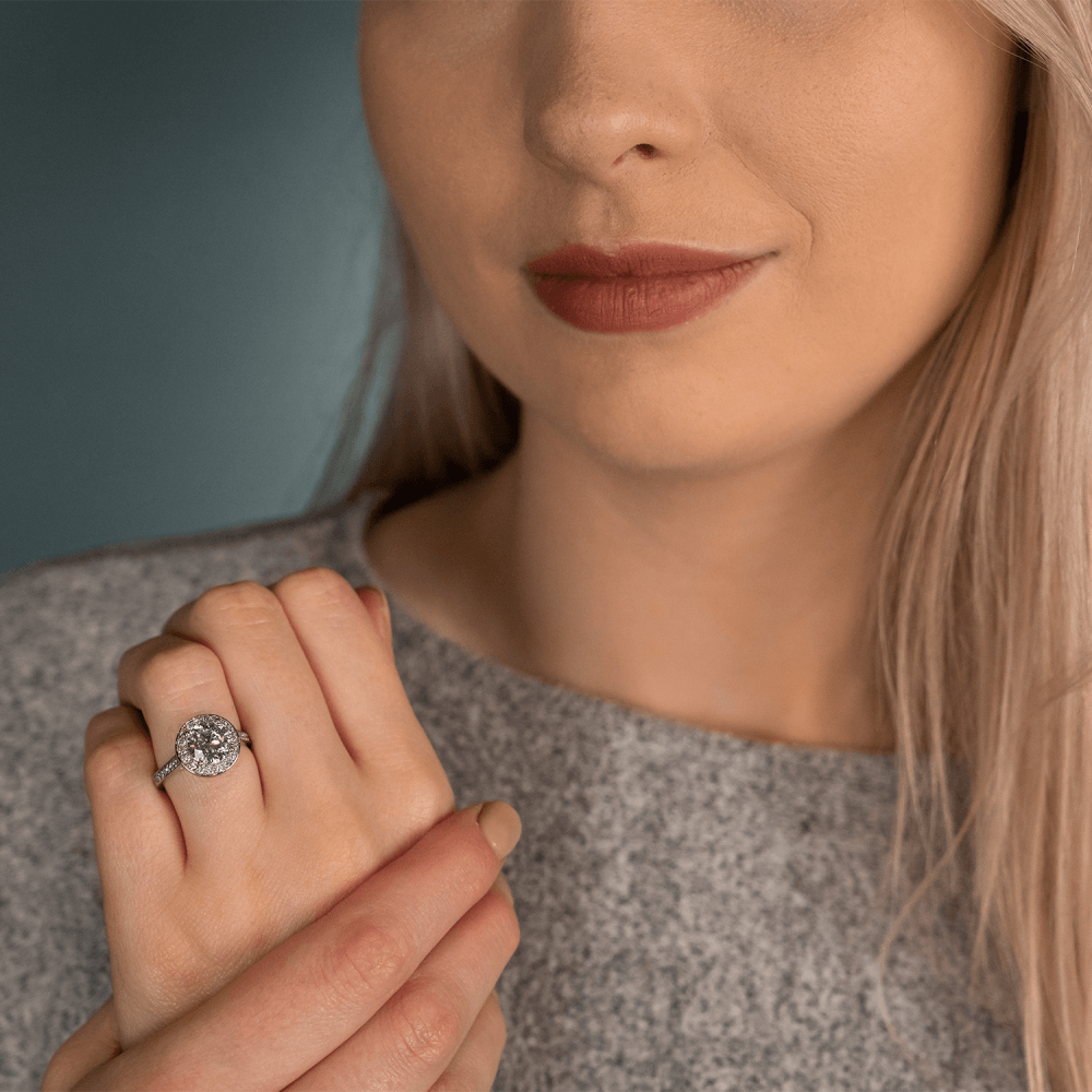 2.50ct Platinum Certified Diamond Halo Engagement Ring - D/SI1