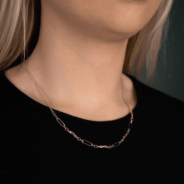9ct Yellow Gold Fancy Twist & Oval Link Necklace - 18" - 5.7g