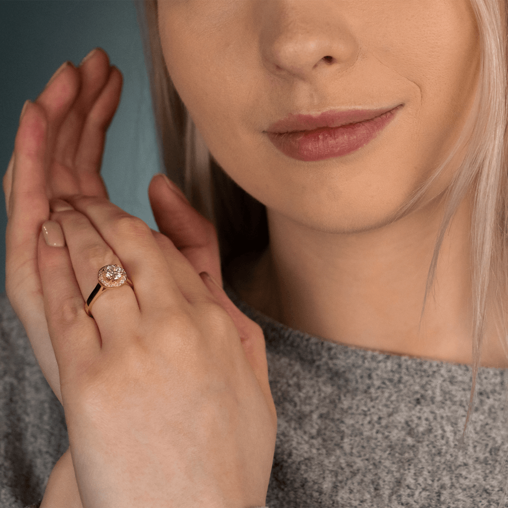 1.28ct Yellow Gold Certified Diamond Halo Engagement Ring -E/SI2