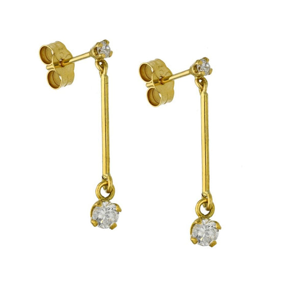 18ct Yellow Gold Diamond Drop Earrings - 0.46ct
