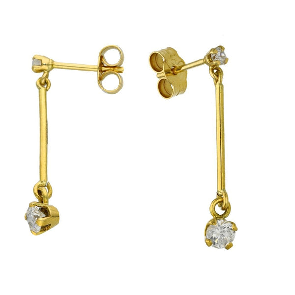 18ct Yellow Gold Diamond Drop Earrings - 0.46ct