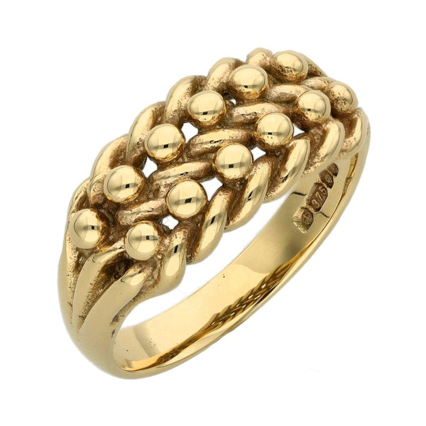 9ct Yellow Gold Two Row Keeper Ring - Size M