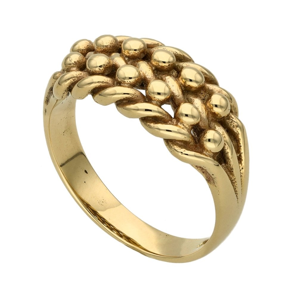 9ct Yellow Gold Two Row Keeper Ring - Size M