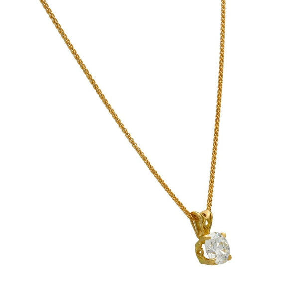 1.02ct Yellow Gold Certified Diamond Pendant & Chain - D/ VVS2